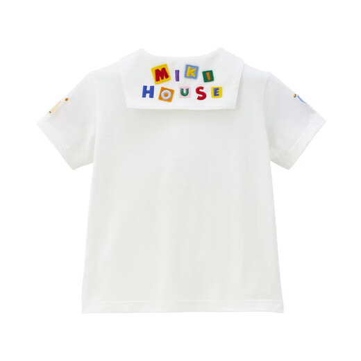 MIKIHOUSE shirt new style for boys and girls cartoon bear navy collar embroidered short-sleeved long-sleeved shirt with short sleeves 90 cm