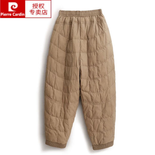 Pierre Cardin Fashionable Down Cotton Pants Women's Outerwear Winter Commuting Simple Cotton Casual Harem Pants Slim Mom Pants Brown XL 130-145Jin Jin equals 0.5 kg