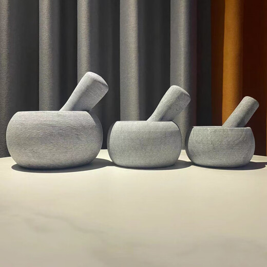 Donglai household stone mortar, garlic mortar, bluestone garlic masher, garlic masher, purchasing agency, extra large stone mortar (stone bowl + stone hammer set) in stock