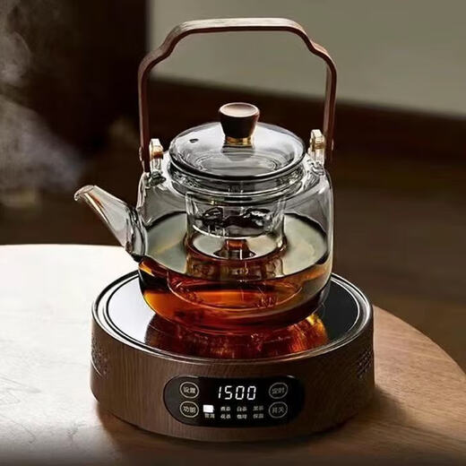 High borosilicate glass kettle for tea-making teapot thickened high temperature resistant electric ceramic stove teapot household large-capacity door-lift teapot smoke gray 1000ml