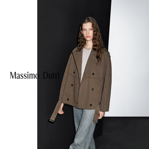 Massimo Dutti Discount Upgrade 2026 Women's Urban Versatile Casual Style Belt Short Windbreaker Jacket 06777777 Dark Brown XS (CN 165/84A)