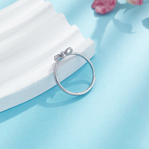 Beijing Gold Trading Center Co., Ltd. Platinum solid live silver gauze princess bow ring as a Mid-Autumn Festival gift for mother, mother and lover's birthday Silver gauze princess bow ring (approximately 2.65g)