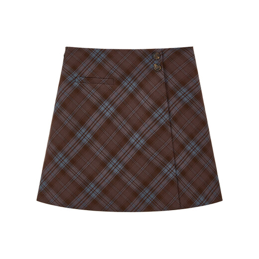 ELLE KIDS retro plaid skirt for girls autumn new college style high waist micro A mid-length skirt