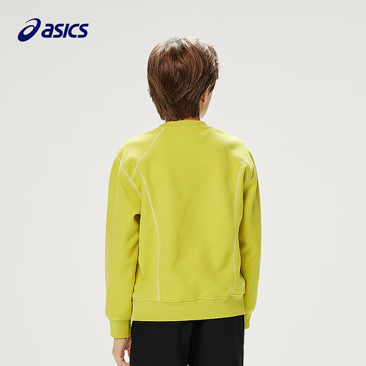 ASICS Children's 25 Years Loose Spliced Woven Sweatshirt Antistatic Soft, Comfortable, Lightweight and Warm 4015 Fluorescent Green 170