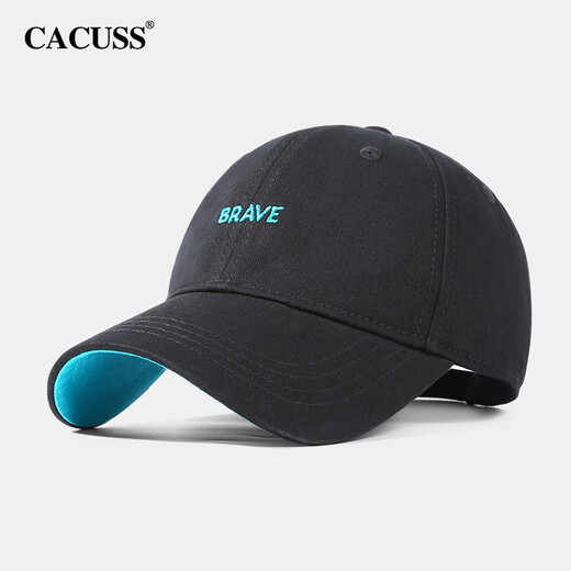 CACUSS Hat Women's Spring Fashion Baseball Cap Men's Outdoor Sun Shade Pure Cotton Peaked Cap Shows Face Small Big Head Circumference Black_ Cool One Size Adjustable (57-59CM)