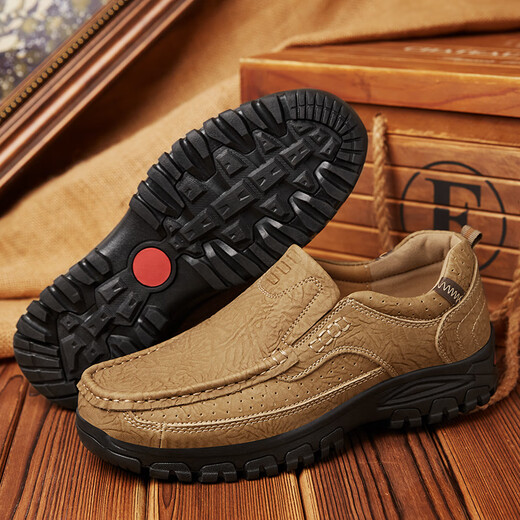 Région occidentale Camel Chaussures pour hommes extérieurs Généreuse cuir en cuir respirant Big Big Head Skin Chaussures étanche épaisse semelle épaisse semelles chaussures de travail chaussures de travail sport Moulonnaire DWW-6198 Black 38