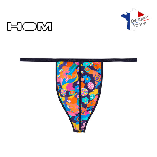 HOM men's thongs fashion printed elastic low-waisted thongs men's thin single thongs U-convex sexy color 1 piece S
