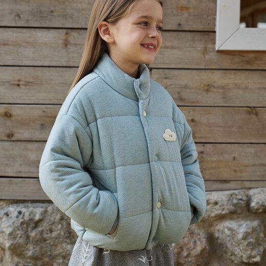 nest designsPR小云朵童装儿童夹棉外套男童女童时尚百搭秋冬 雾灰绿 100 （建议身高90-102cm）