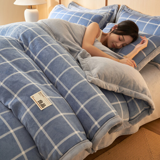 Nanjiren milk velvet duvet cover single piece winter thickened warm plus velvet double 200x230cm quilt cover single 150x200 fashion style 1.8m bed four-piece set [quilt cover 200*230cm]