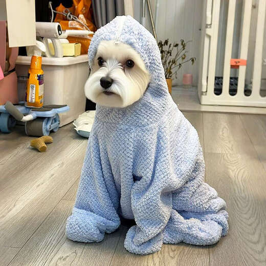 Hippie dog pet bath towel, dog wearable towel, extra large, super absorbent, thickened, quick-drying, small dog and puppy bath towel, Bondi blue 1 piece L (chest 70cm, back length 50cm, height 50cm)