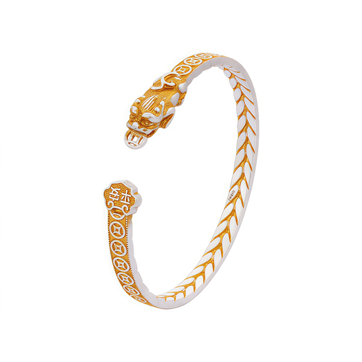 BABE BOBBI pure silver 9999 gold-painted Pixiu copper coin open bracelet Chinese style jewelry sterling silver bracelet gift silver bracelet bracelet gold-painted Pixiu bracelet 23g