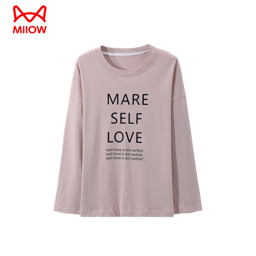 
Pajamas for women wearing at home for Cat Man (MiiOW) single-piece top pure cotton spring and autumn long-sleeved large-size fat mm200Jin [Jin equals 0.5 kg] loose base shirt T single-piece long-sleeved 9734# blue XL [110-130Jin [Jin equals 0.5 kg]]