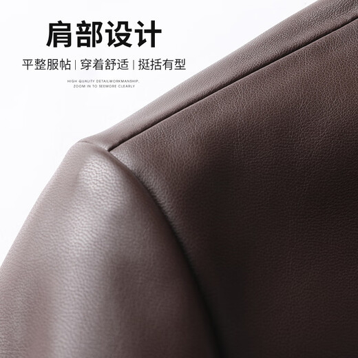 SHANSHAN Shanshan leather jacket men's autumn and winter new warm plus velvet leather jacket lapel daily versatile short coat for young and middle-aged people black 2XL /185