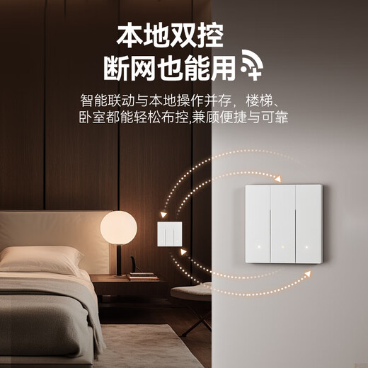 Commutateur intelligent ultra-mince fabriqué par Jingdong, version zéro feu Mesh2.0 a été connecté à l'application Mijia pour contrôler intelligemment le mur à double ouverture blanc