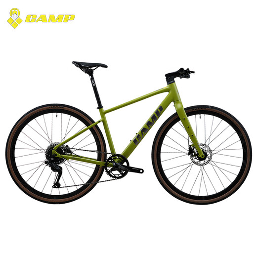CAMP GX300 Rennrad, flacher Lenker, umfassender Offroad-Rahmen aus Aluminiumlegierung, 9-Gang-Ölscheibe, Shimano-Getriebe, Fahrrad, mattgrün, 425 Yards, 700 c
