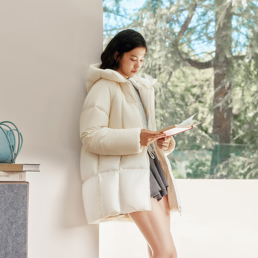 Semir Easy | Down Jacket Women's Winter Mid-Length 90 Down Thick Three-proof Turtle Back Raglan 2025 New Jacket Milk White (White Duck Down) 10501 M