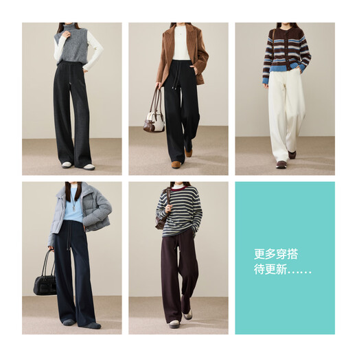 ESE-Y Yiyang acetic acid wool one-piece velvet white wide-leg pants 2025 winter new high-waist drape casual lazy straight pants cream white-small 29