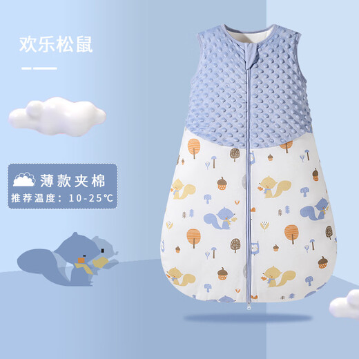 CLCEY spring and autumn baby pure cotton children's anti-jump newborn vest type A infant sleeping bag gray polar bear S size (recommended height within 70CM)