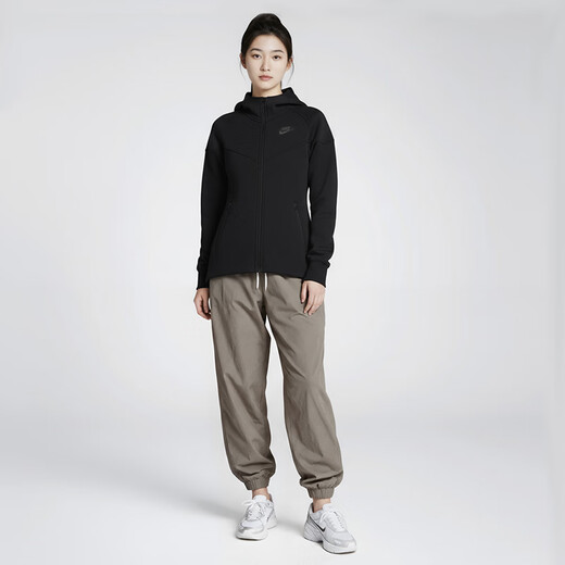 NIKE Women's Spring and Autumn Hooded Jacket Casual Sports FB8339-010 Black XL