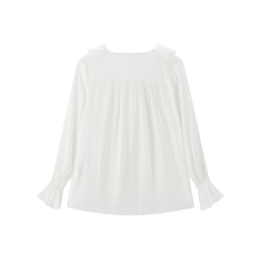 Peacebird shopping mall same style 25 spring and autumn new style French long-sleeved shirt with ear edges A1CAF1480 Beige M 160