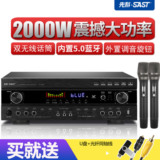 SAST DT-9200 power amplifier for home use high-power fixed-impedance KTV subwoofer karaoke conference performance professional fever-grade HIFI power amplifier 2000W flagship version + microphone