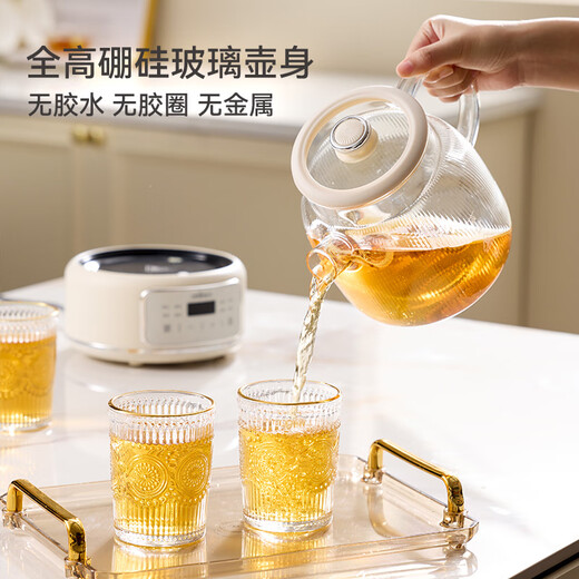 Colorful Dingdang (QICAIDINGDANG) health kettle all glass health kettle teapot health kettle glass thermostatic kettle all glass health kettle tea boiler thermostatic kettle all glass 0 glue Nebula Purple - stew pot version 1.2L with filter stew pot
