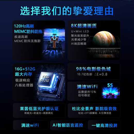 Ace Hong smart TV limited time subsidy ultra-thin smart screen 8K ultra-clear LCD smart network flat-panel TV first-class energy efficiency home large screen living room bedroom hotel 55 inches 202 new smart screen top voice version 16+512G+ film and television membership free door-to-door installation