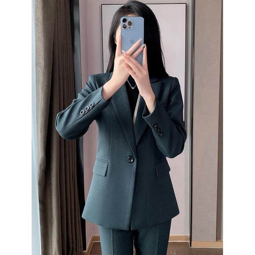 Pierre Cardin gray suit jacket for women winter quilted new professional formal wear hotel front desk thickened quilted work clothes suit quilted style 1125 black suit + black formal suit XL 110Jin Jin equals 0.5kg 119Jin Jin equals 0.5kg