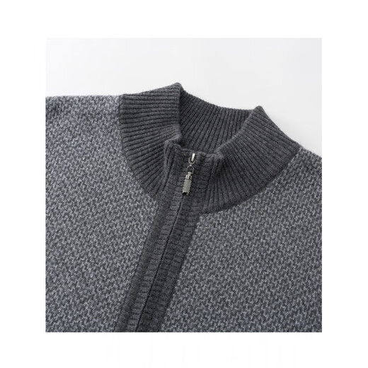 KING DEER middle-aged and elderly men's cashmere sweater half turtleneck zipper pocket thickened cardigan loose large size wool dad grandpa sweater gray 2XL 185 size 165-185Jin Jin is equal to 0.5 kg