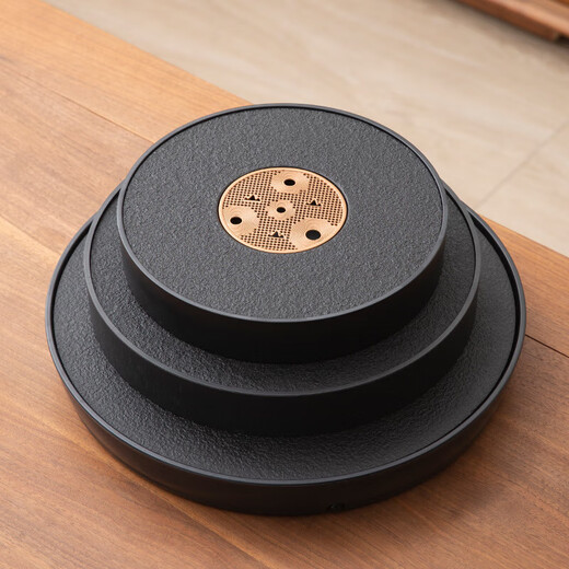 Simple small tray light luxury black gold stone tea tray household water storage dry brewing tea table round Kung Fu tea tray Jiangshan Garden Tray 37.5cm