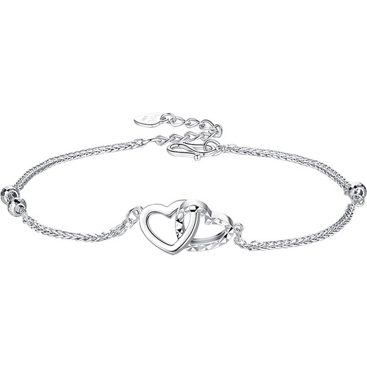 Aido diamond platinum bracelet for women Pt950 platinum love-shaped bracelet, fashionable and versatile Christmas gift for girlfriend, weight 3.4-3.6 grams, length 16+2cm