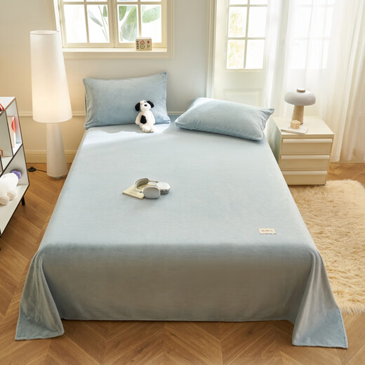 Antarctic winter thickened milk velvet sheets 1.8x2 meters sheet piece flannel quilt dormitory single plush bed cover MAX-baby blue thickened milk velvet warm and comfortable single sheet 230cm*250cm
