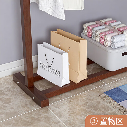 Yupin solid wood clothes hanger floor-standing bedroom coat rack single pole clothes drying rack simple indoor clothes rack MJ139 walnut color 120