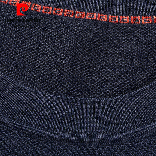 Pierre Cardin 100% pure wool sweater short-sleeved round neck men's solid color versatile half-sleeved machine washable base sweater