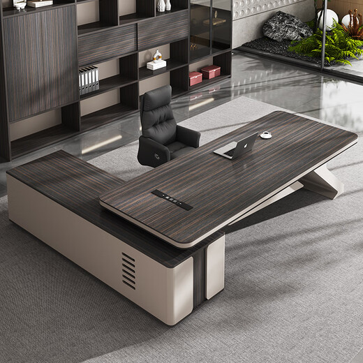 Shijing Desk Boss Desk Modern Simple Senior President Executive Desk Chairman Manager Desk Office Table and Chair Combination 2.6m Boss Desk + 3.2m Bookcase + Multifunctional Boss Chair