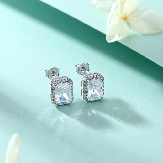 925 square diamond zircon gemstone earrings rectangular crystal earrings jewelry earrings high quality wholesale tanzanite blue December 925 silver
