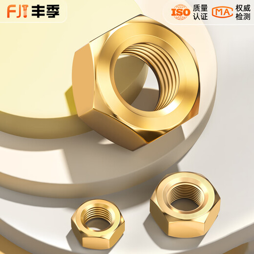 Fengji national standard pure brass nut full copper hexagonal nut screw cap M1M2M3M4M5M6M8M10M12M16M20mm M16 1 piece