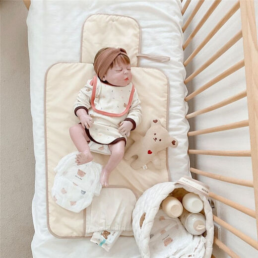 Jingmengyuan ins baby portable leak-proof diaper pad foldable diaper multi-functional waterproof diaper changing bear portable diaper pad 50*70
