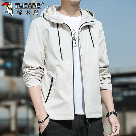 Woodpecker (TUCANO) Jacket Men's Autumn and Winter Jacket Men's Casual Workwear Hooded Jacket Loose Men's Khaki XL