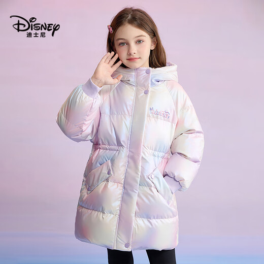 Disney's New National Standard Children's Down Jacket 2025 Winter New Hooded Colorful Mid-Length Style Top Clothes Children's Clothes Purple 90 White Duck Down One Size 130cm Filled Down Approximately 118g