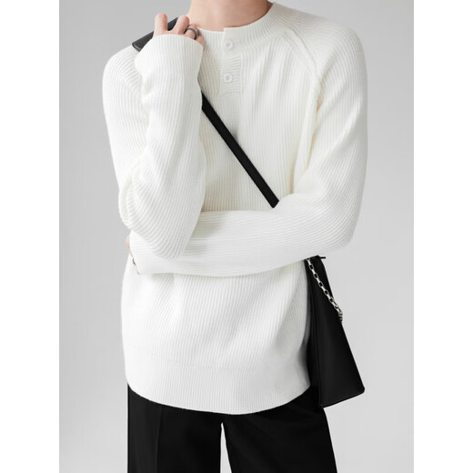 Gray American Henley Collar Sweater Men's Winter Thickened Lazy Style Bottoming Sweater Cleanfit Jacket Men's Black L