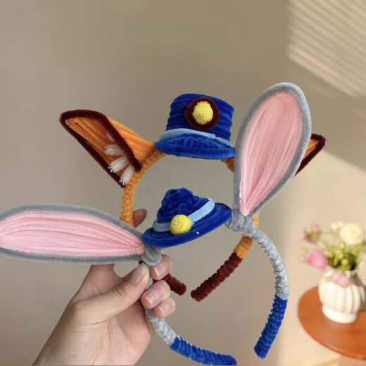 Timo Judy Rabbit Police Officer Twist Stick Headband Ears Nick Fox Hairband Hairpin Crazy Zootopia Amusement Park Photoshoot Judy Rabbit Ears A23-206