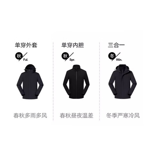 JEEP SPIRIT Jeep Jacket Three-in-One Couple's Style Autumn and Winter Thickened Two-piece Windproof Waterproof Warm Cotton Jacket Men Men's Style - White Three-in-One Two-piece Set XL