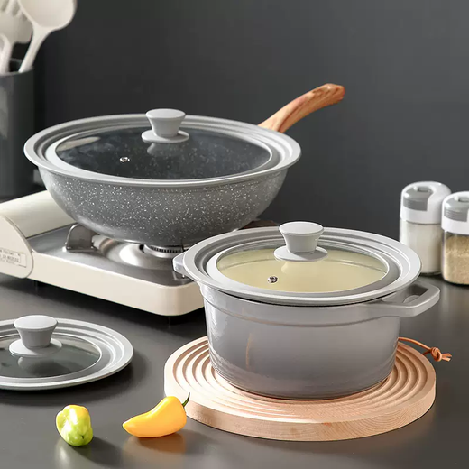 Yusenyi kitchen glass lid silicone pot lid multi-functional household universal tempered glass edge lid separate silicone edge visible pot lid (applicable to 202224cm)