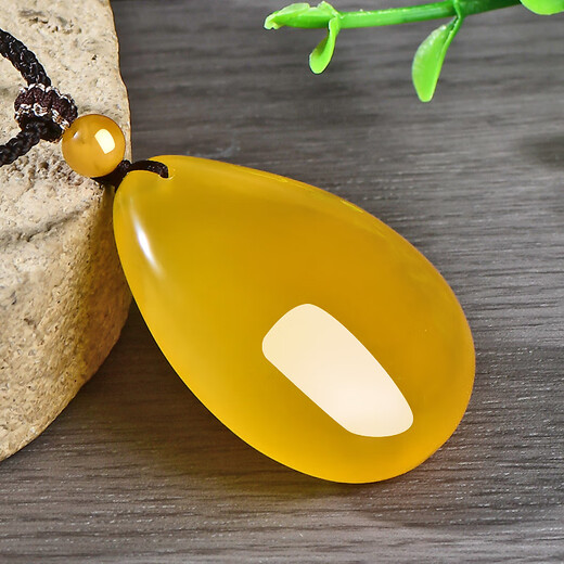 One Thousand Years Jade Chicken Oil Yellow Beeswax Wushi Brand Pendant Men's and Women's Chinese Style Auspicious Water Drop Jade Pendant Holiday Gift Style Six QZM8213i 7.78g