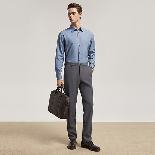 雅戈尔长袖衬衫男士棉混纺面料绒感饱满纯色衬衫温暖舒适2025新品
 蓝色VLRM119689HJA 42 （180/100A）