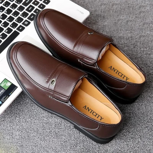 [Texture en cuir souple] Chaussures en cuir doux formel des affaires pour hommes Anti-slip Maux d'âge moyen et de papa âgés Soft Sole Business Black Single Layer 42 (260 mm)