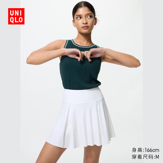 
Uniqlo women's high elastic sports skirt and pants skirt tennis skirt with lining 477282 00 white L /160/70A