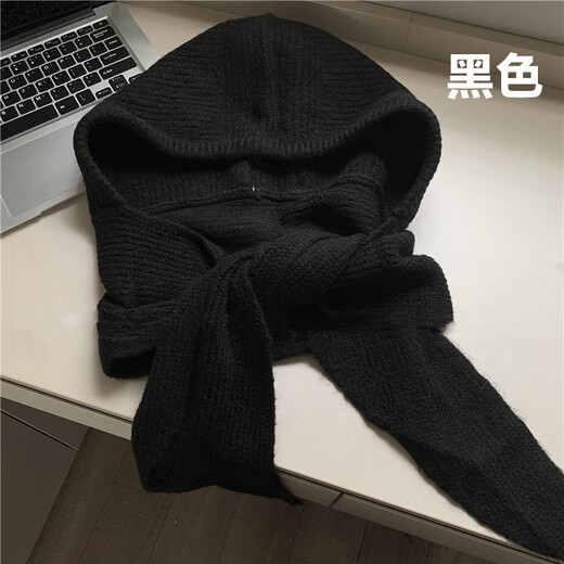 Muchiston Korean style ins hat scarf one-piece warm knitted hat for women winter ear protection balaclava woolen hat for men gray one size