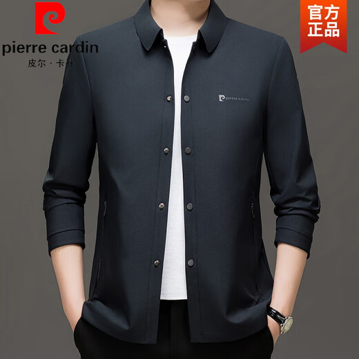 Pierre Cardin Men's Lapel Jacket 2025 Spring and Autumn New Business Casual Men's Wear Young and Middle-aged Slim Fit Versatile Jacket Men's Knitted Khaki (without logo) L recommended 120-135Jin Jin equals 0.5 kg